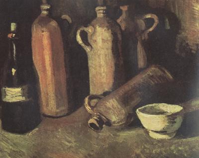 Vincent Van Gogh Still Life with Four Stone Bottles,Flask and White Cup (nn04) oil painting picture